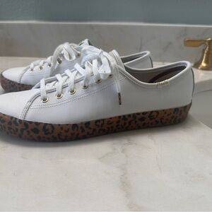 Keds White Sneakers with Leopard Print Sole